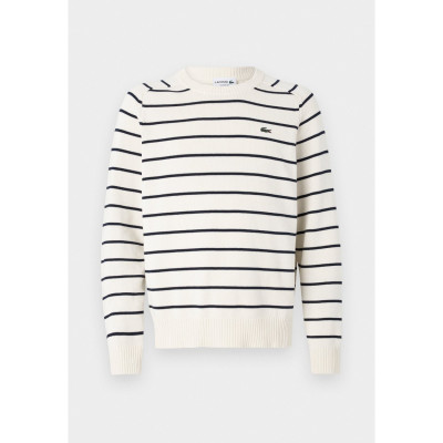 Pull Rayé Homme Lacoste MAILLE 3D Ecru Cloane Vannes AH7607