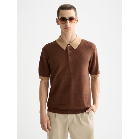 Polo Homme Scotch & Soda KNITTED TONE Marron Cloane Vannes 181319