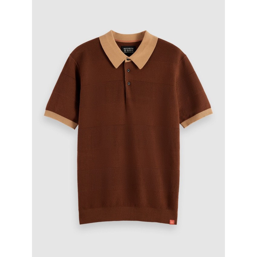 Polo Homme Scotch & Soda KNITTED TONE Marron Cloane Vannes 181319
