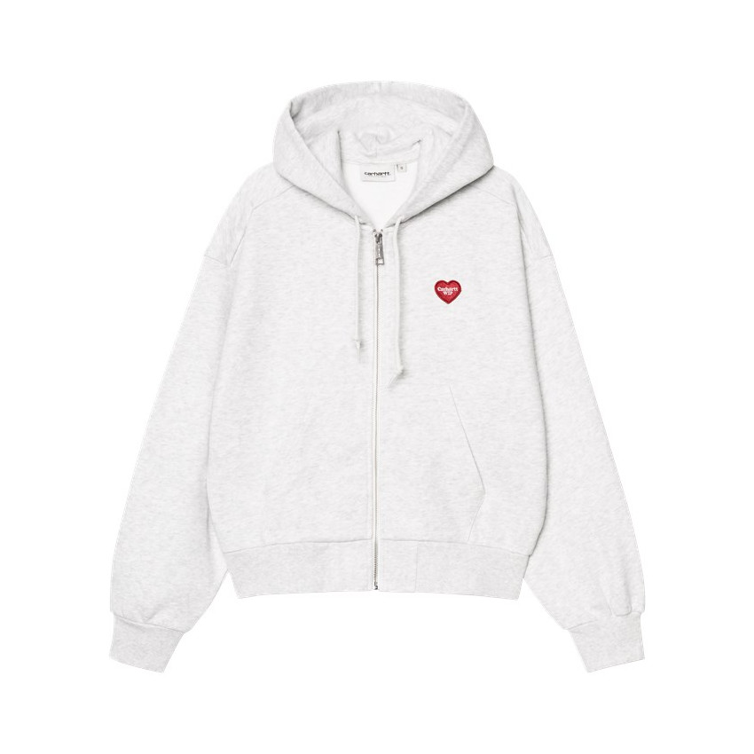 Sweat à Capuche Zippé Carhartt Wip Femme HEART II Gris Clair Cloane Vannes I035242