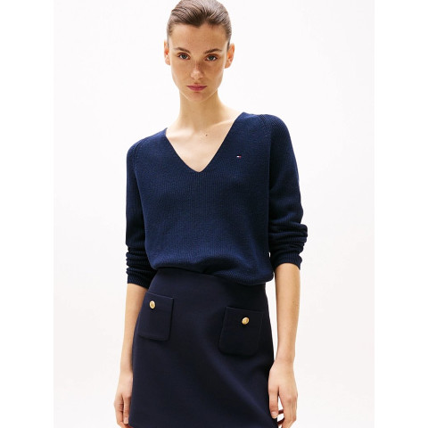 Pull Femme Tommy Hilfiger CARDI STITCH Bleu Marine Cloane Vannes WW0WW44452