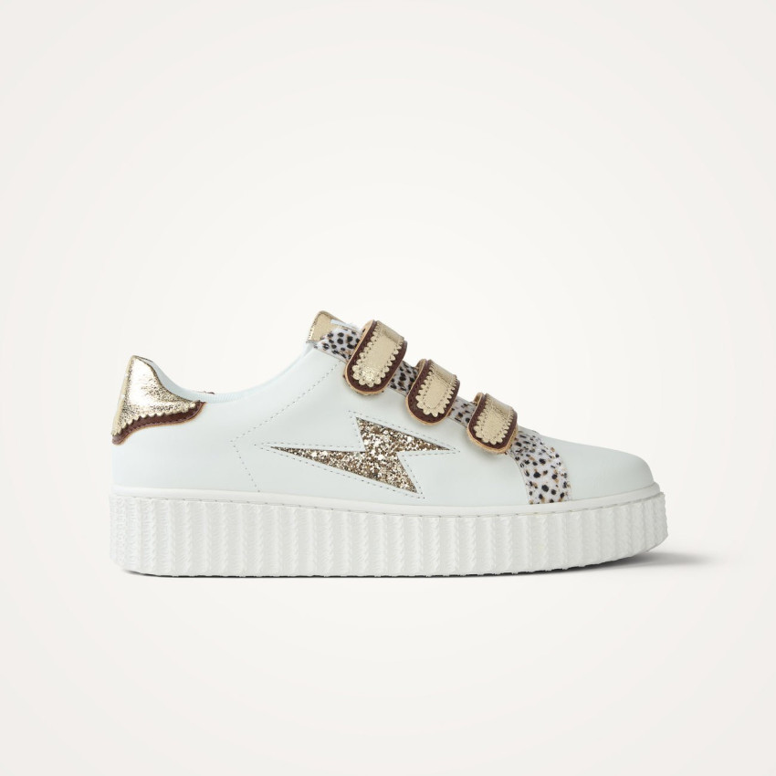 Baskets Femme Vanessa Wu XENIA Blanc et Or Cloane Vannes BK2803