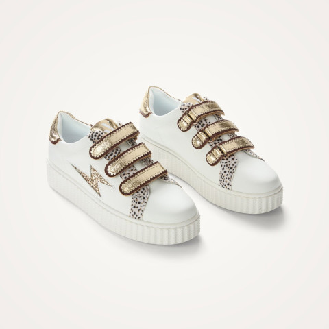 Baskets Femme Vanessa Wu XENIA Blanc et Or Cloane Vannes BK2803