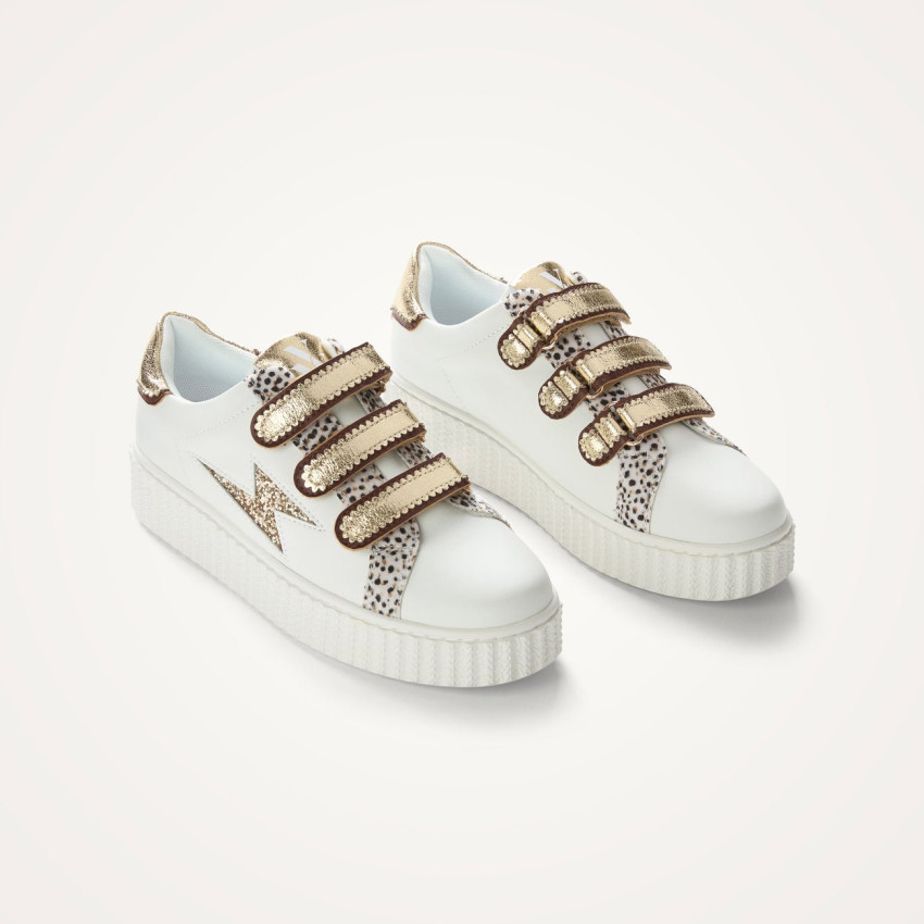 Baskets Femme Vanessa Wu XENIA Blanc et Or Cloane Vannes BK2803