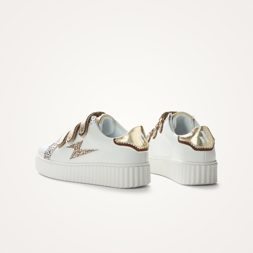 Baskets Femme Vanessa Wu XENIA Blanc et Or Cloane Vannes BK2803
