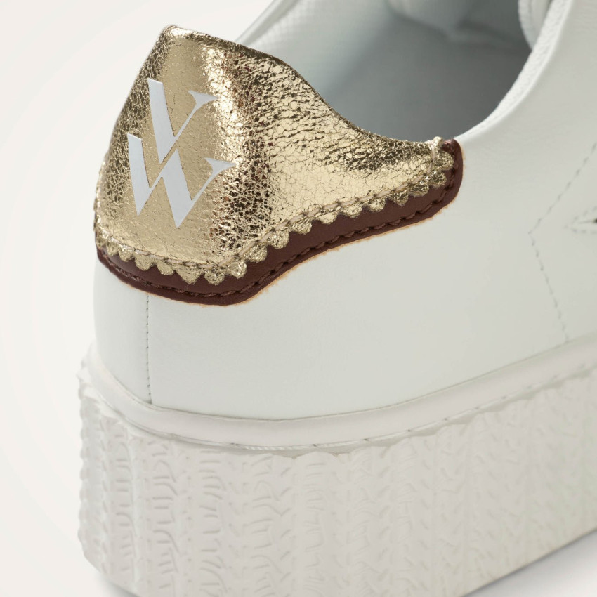 Baskets Femme Vanessa Wu XENIA Blanc et Or Cloane Vannes BK2803