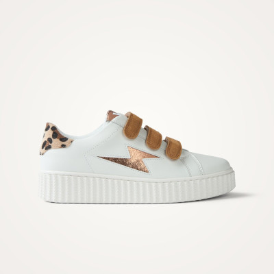 Baskets Femme Vanessa Wu DELIA Blanc et Camel Cloane Vannes BK2754