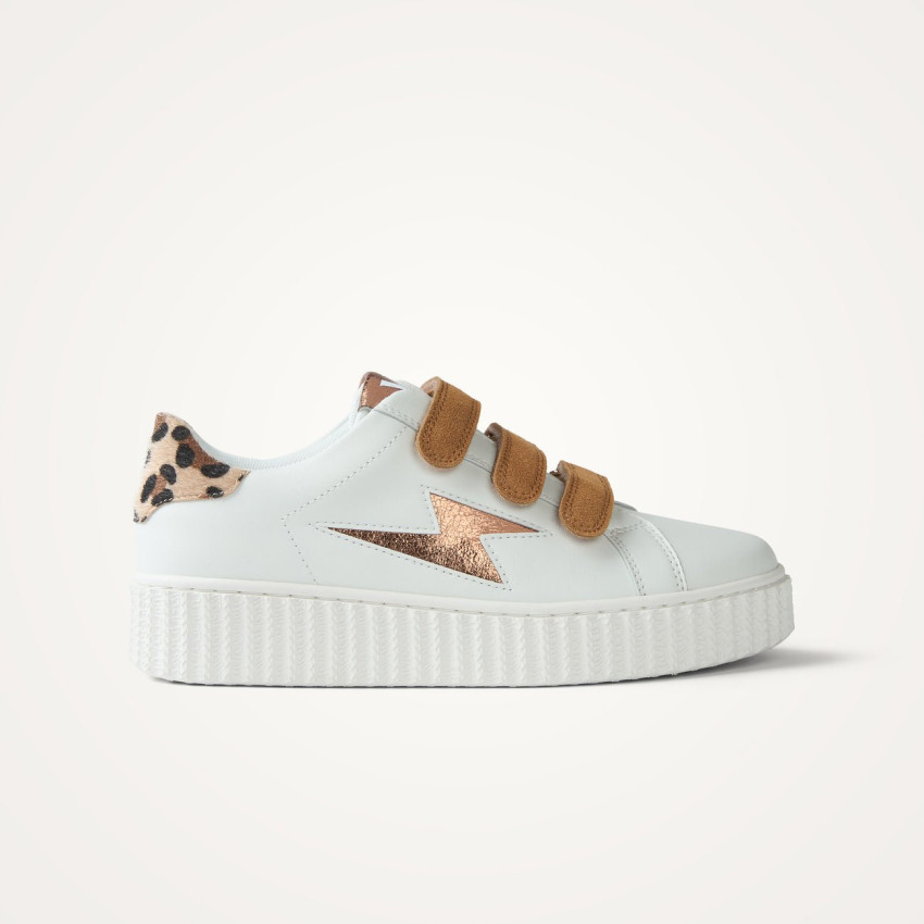 Baskets Femme Vanessa Wu DELIA Blanc et Camel Cloane Vannes BK2754