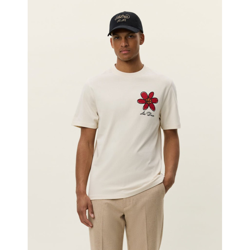 T-Shirt Homme Les Deux FLOWER BASKET Ecru Cloane Vannes 1000835 215