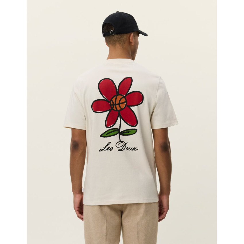 T-Shirt Homme Les Deux FLOWER BASKET Ecru Cloane Vannes 1000835 215