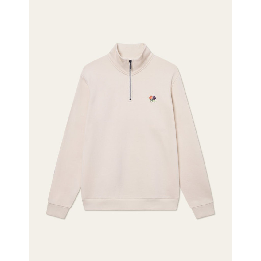Sweat Demi Zip Homme Les Deux FELIPE PATCH Ivoire Cloane Vannes 1000390 215