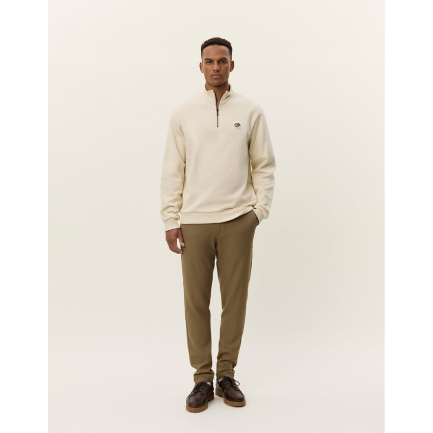 Sweat Demi Zip Homme Les Deux FELIPE PATCH Ivoire Cloane Vannes 1000390 215