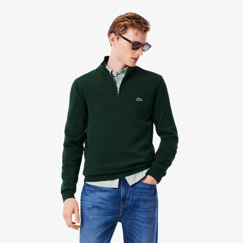 Pull Demi Zip Lacoste Homme CLASSIC Vert Foncé Cloane Vannes