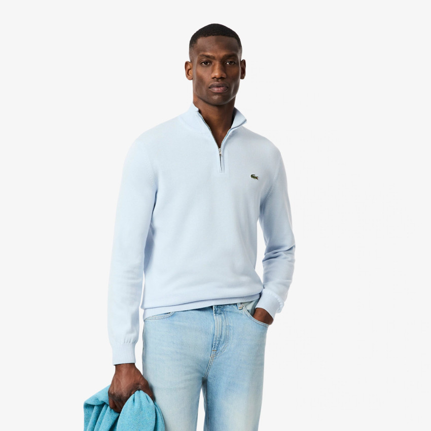Pull Demi Zip Lacoste Homme CLASSIC Bleu Ciel Cloane Vannes