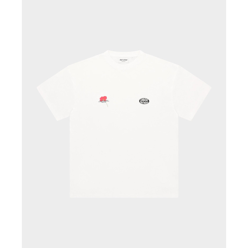 T-Shirt Mixte Arbor Antwerp PINK POPPY Blanc Cloane Vannes
