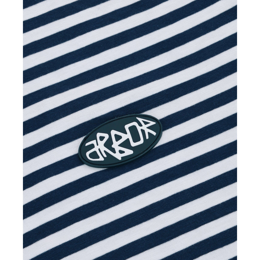 T-Shirt Mixte Manches Longues Arbor Antwerp STRIPED Blanc et Bleu Marine Cloane Vannes