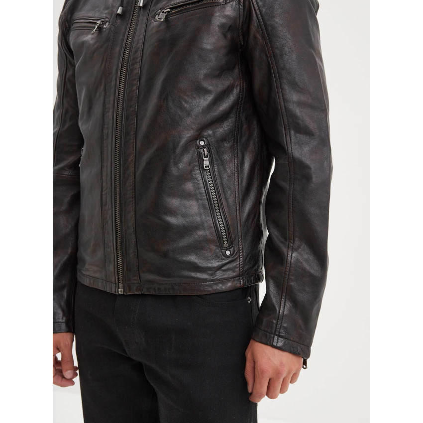 Blouson en Cuir Homme Daytona WINSTONER Noir Cloane Vannes