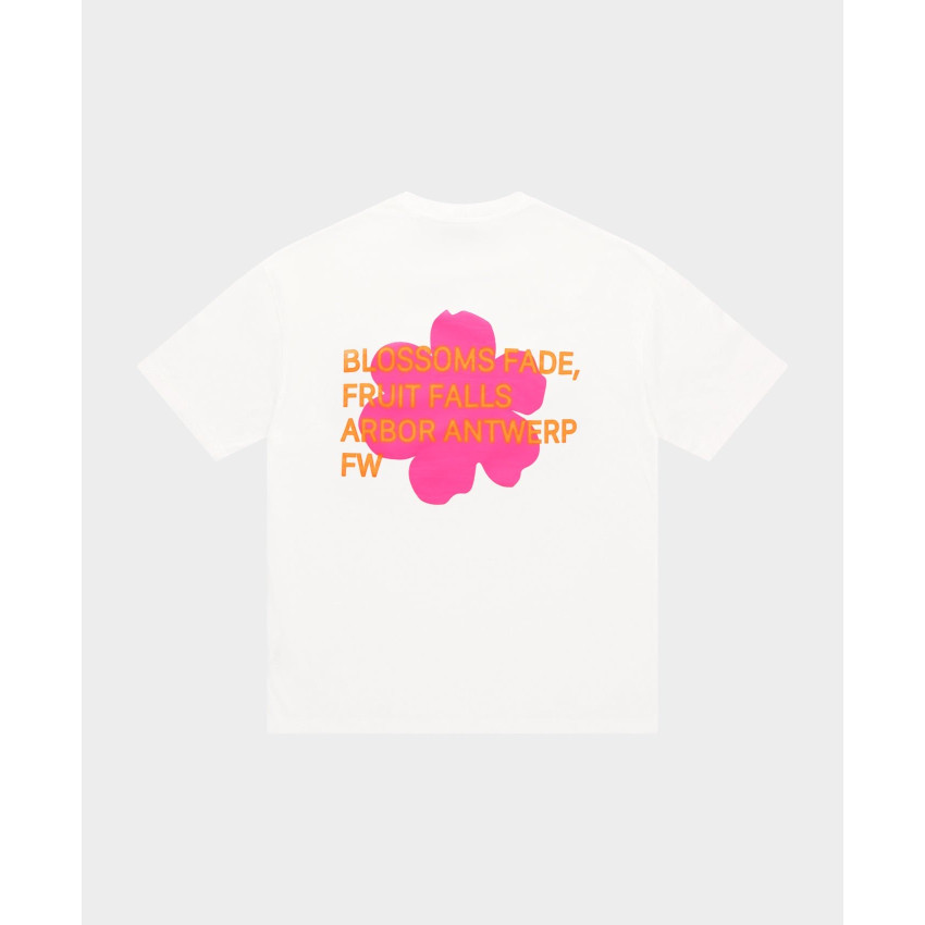 T-Shirt Mixte Arbor Antwerp PINK/ORANGE BLOSSOMS Blanc Cloane Vannes
