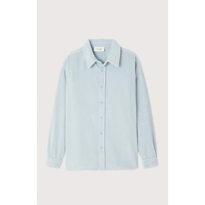 Chemise en Velours American Vintage Homme PADOW Bleu Ciel Cloane Vannes MPADO06AH25