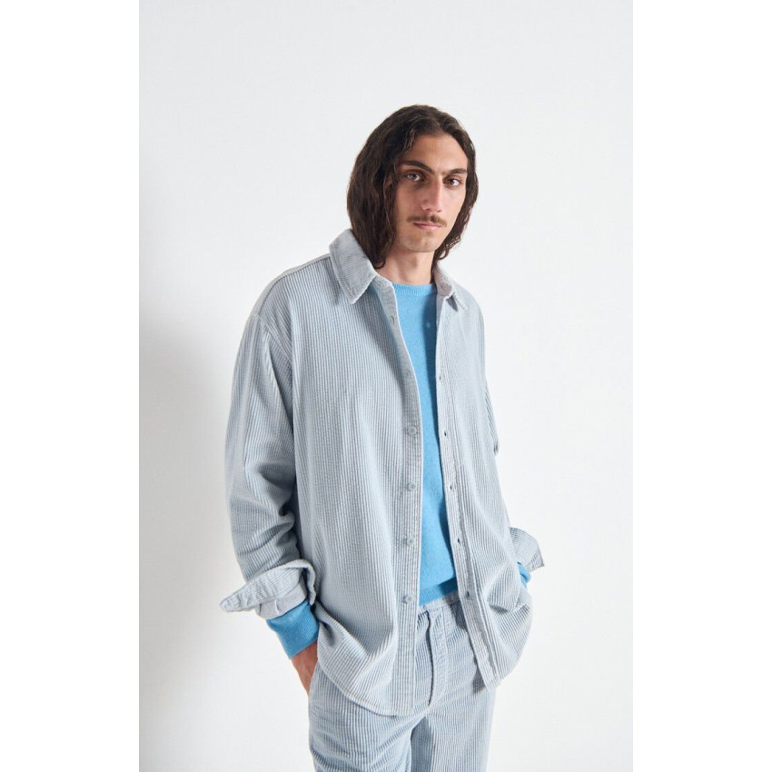 Chemise en Velours American Vintage Homme PADOW Bleu Ciel Cloane Vannes MPADO06AH25