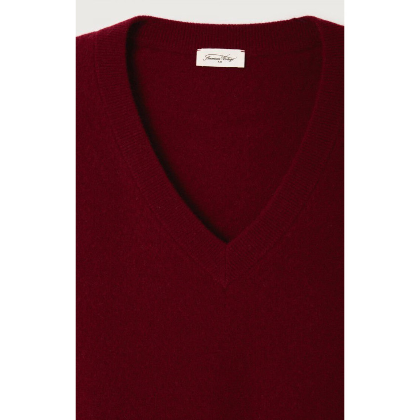 Pull Femme American Vintage Col V RAXOW Bordeaux Cloane Vannes