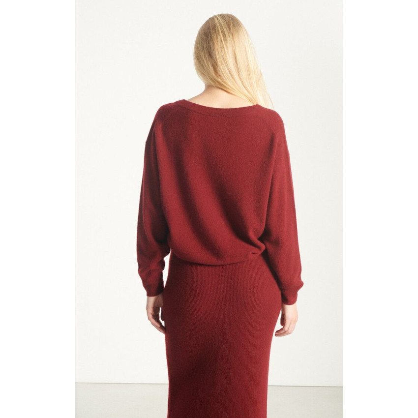 Pull Femme American Vintage Col V RAXOW Bordeaux Cloane Vannes