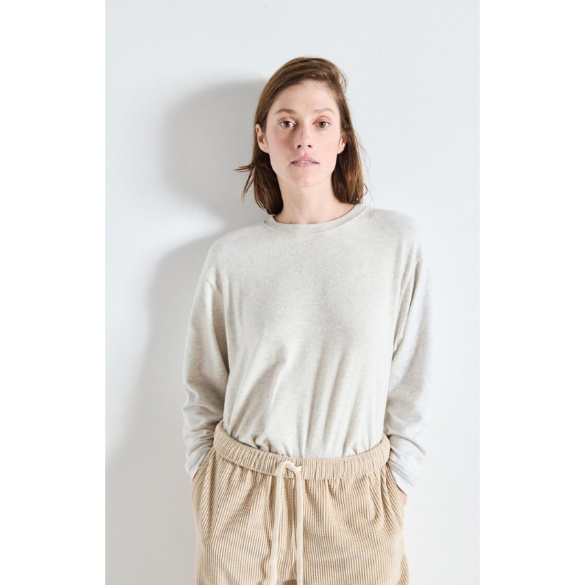 T-Shirt Manches Longues American Vintage Femme YPAWOOD Gris Cloane Vannes