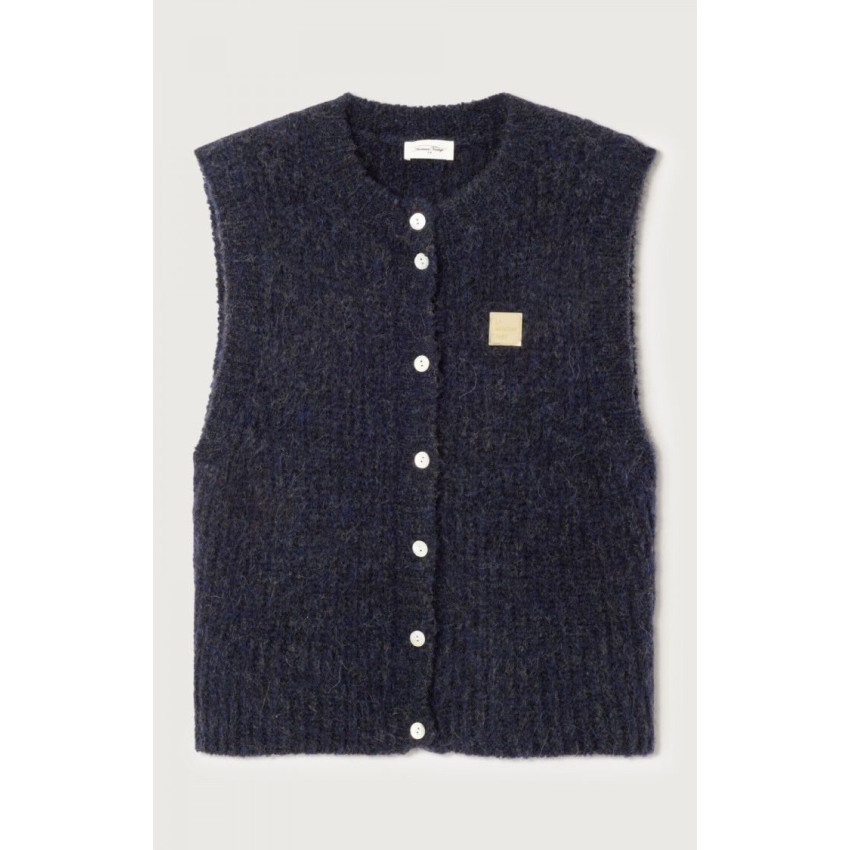 Gilet Sans Manches American Vintage Femme EAST Bleu Marine Cloane Vannes EAST19MMH25