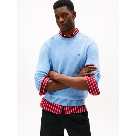 Pull en Laine Homme Tommy Hilfiger LAMBSWOOL Bleu Ciel Cloane Vannes MW0MW36535