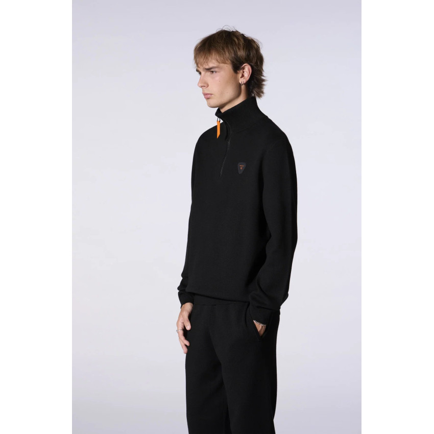 Pull Demi Zip Gertrude Mixte LEWIS Noir Cloane Vannes