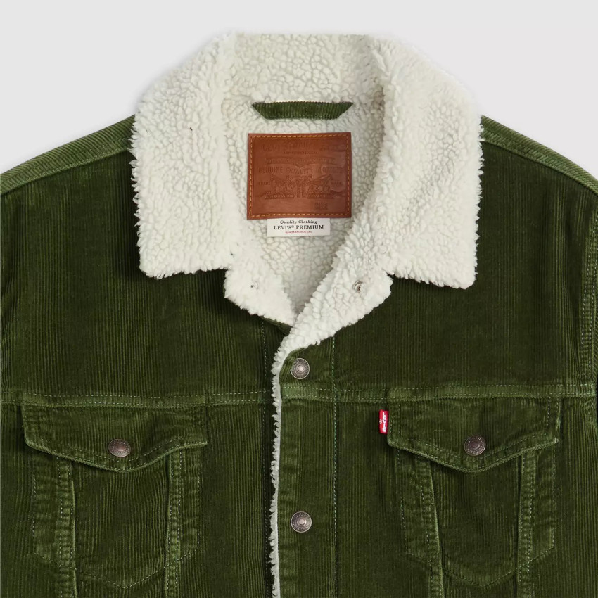 Veste en Velours Homme Levi's SHERPA TRUCKER Vert Foncé Cloane Vannes A5784 0027