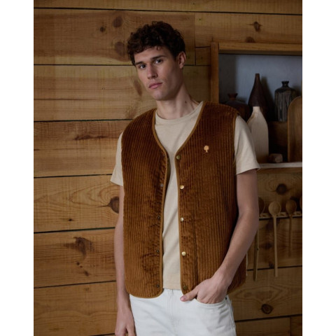 Veste sans manche réversible Faguo Homme ESTEREL Camel Cloane Vannes F25JA0101 BRO08