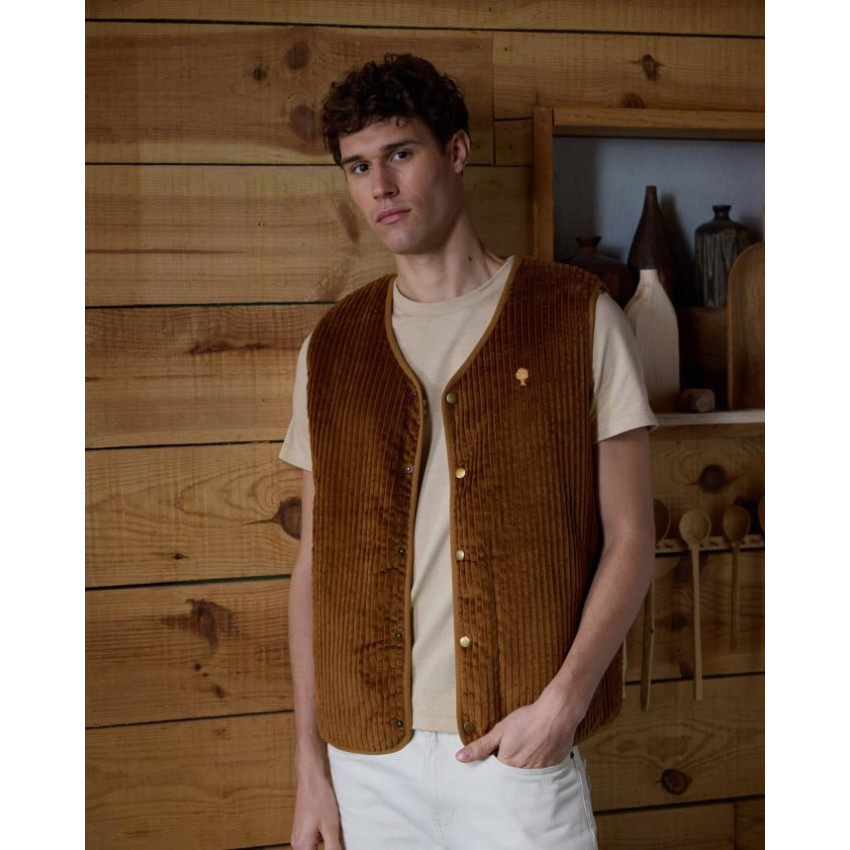 Veste sans manche réversible Faguo Homme ESTEREL Camel Cloane Vannes F25JA0101 BRO08