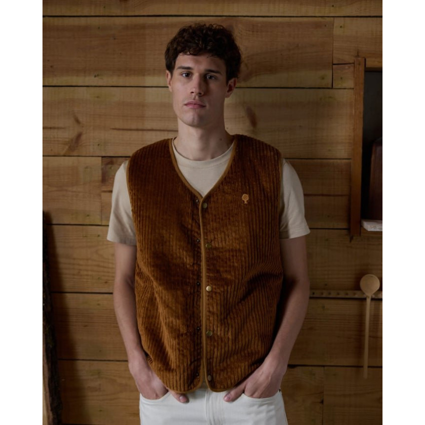 Veste sans manche réversible Faguo Homme ESTEREL Camel Cloane Vannes F25JA0101 BRO08