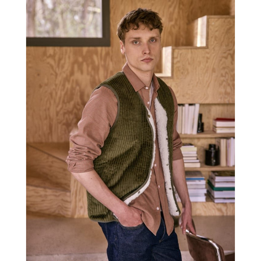 Veste sans manche réversible Faguo Homme ESTEREL Vert olive Cloane Vannes F25JA0101 KAK38