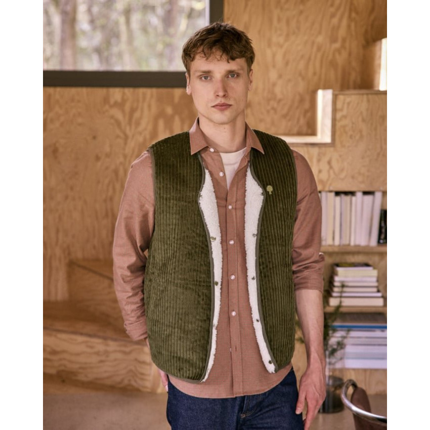 Veste sans manche réversible Faguo Homme ESTEREL Vert olive Cloane Vannes F25JA0101 KAK38