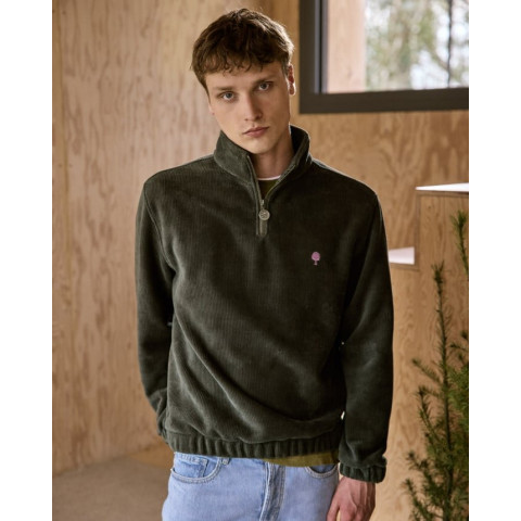 sweat demi-zip Faguo Homme AMBOISE vert olive Cloane Vannes F25SW0103 KAK38