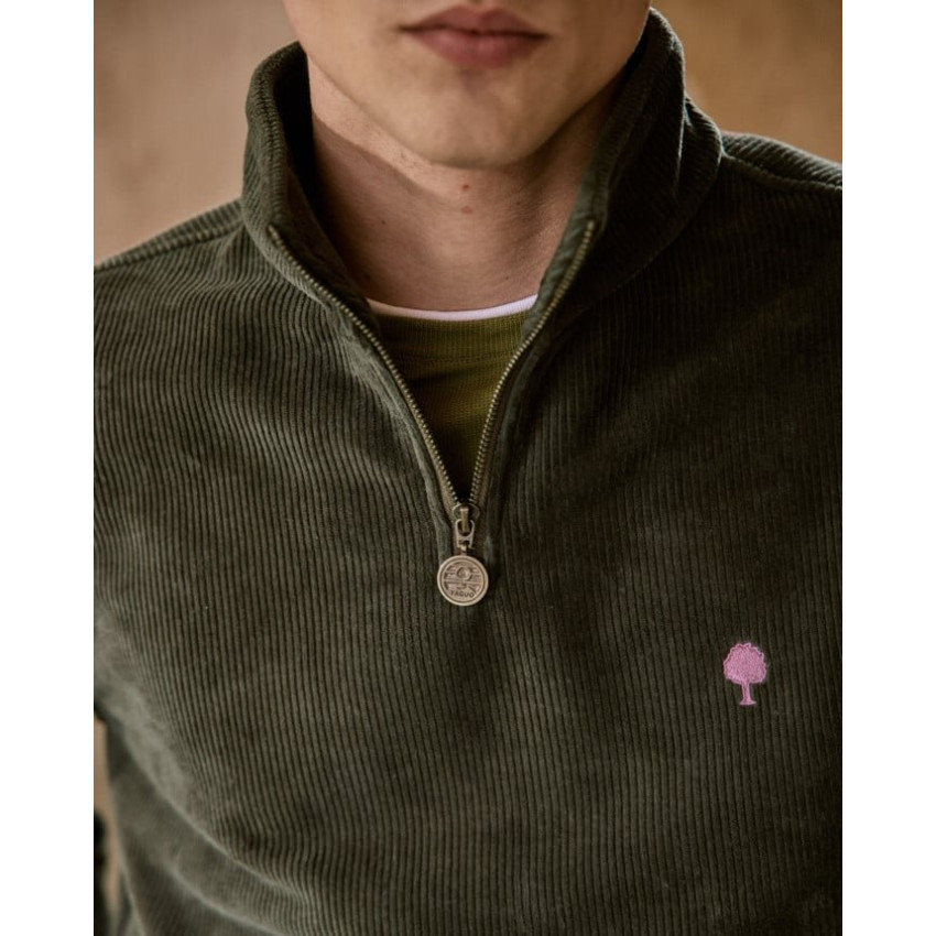 sweat demi-zip Faguo Homme AMBOISE vert olive Cloane Vannes F25SW0103 KAK38