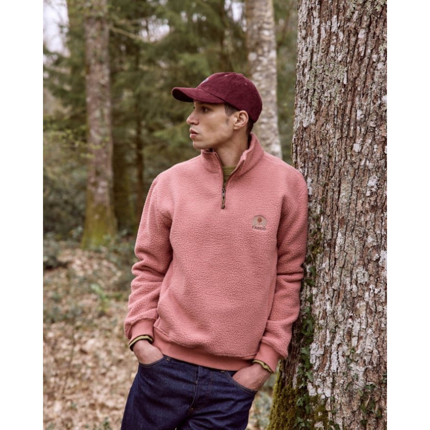 Sweat Demi-zip Polaire Homme AUBIAC rose Vannes F25PL0902 PIN22