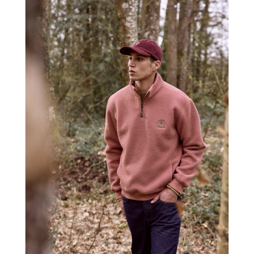 Sweat Demi-zip Polaire Homme AUBIAC rose Vannes F25PL0902 PIN22