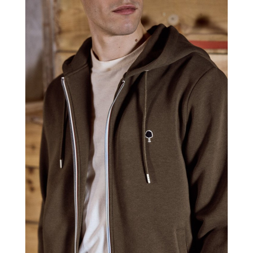 Sweat Zippé Homme MESNIL Marron Foncé Cloane Vannes  F25SW0107 BRO02