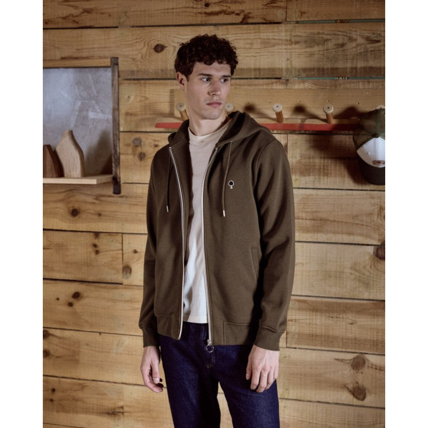 Sweat Zippé Homme MESNIL Marron Foncé Cloane Vannes  F25SW0107 BRO02