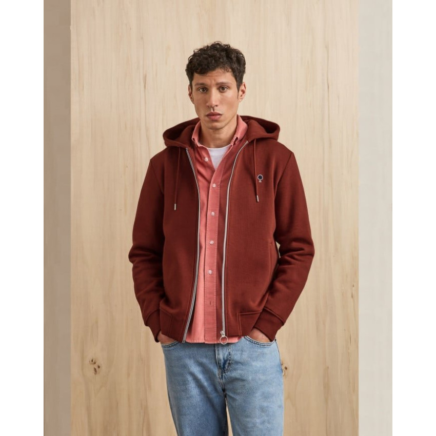 Sweat Zip Homme MESNIL Bordeaux Cloane Vannes F25SW0108 BUR00