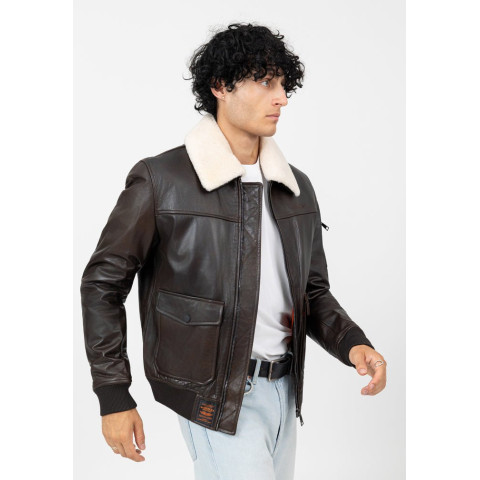 Bombers Cuir Homme RG1 Brown Cloane Vannes RG1 BROWN CUIR