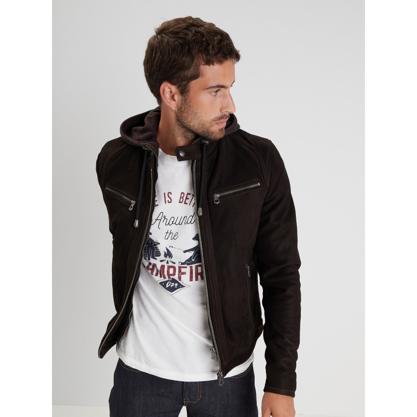 Blouson en Cuir Daytona 73 Homme SCARONI Marron Cloane Vannes