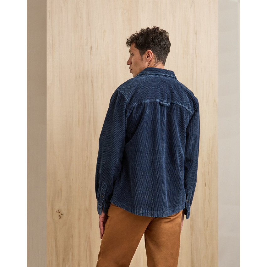 Chemise Homme Faguo CLEMONT Bleu Marine Cloane Vannes F25SH0115 DEN14