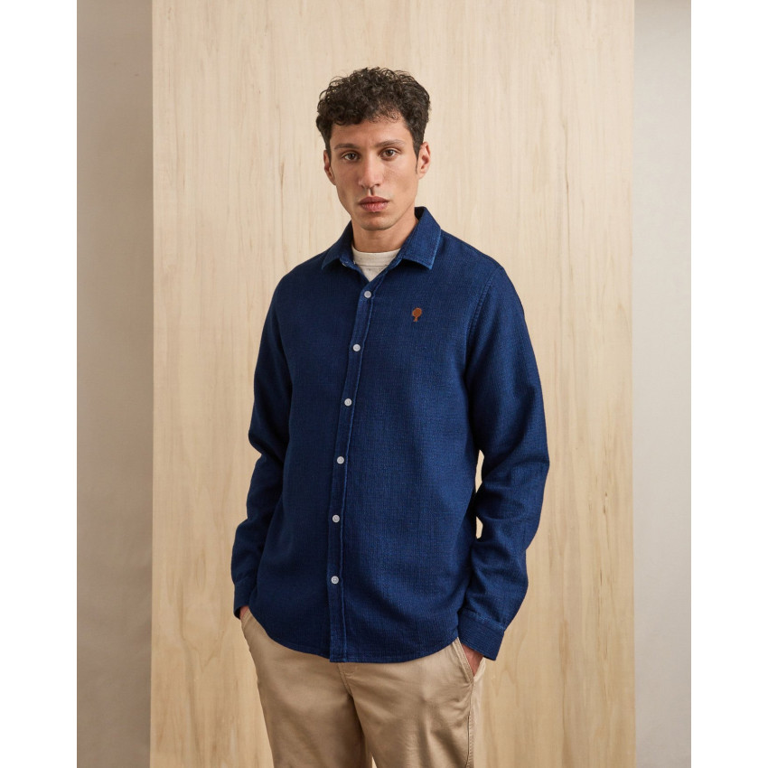 Chemise Homme Faguo IRATY Bleu Marine Cloane Vannes F25SH0104 DEN06