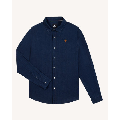 Chemise Homme Faguo IRATY Bleu Marine Cloane Vannes F25SH0104 DEN06