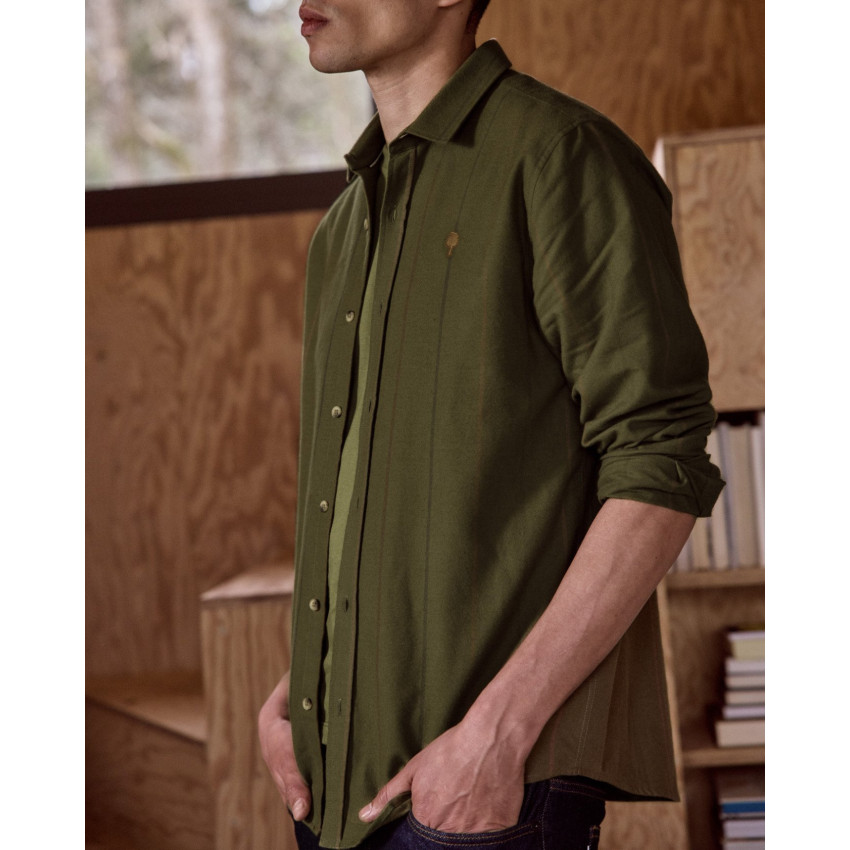 Chemise Faguo Homme IRATY Kaki Cloane Vannes F25SH0107 KAK23