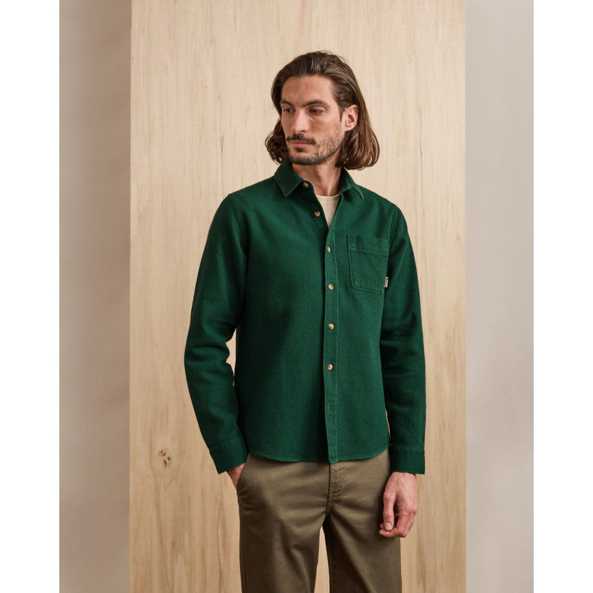 Surchemise Faguo Homme SIGNY Vert Foncé Cloane Vannes F25SH0109 GRE39